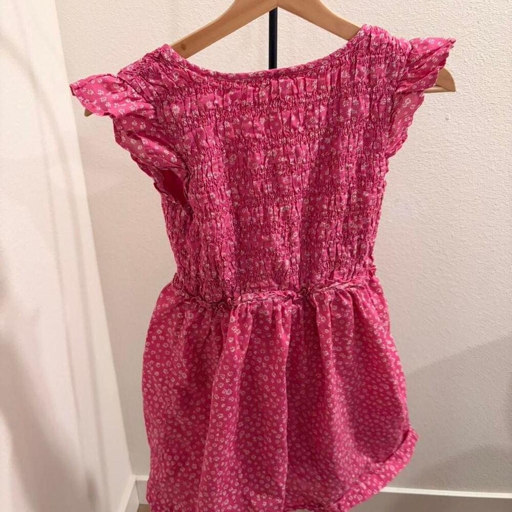 Gap Kids Pink Smocked Floral Flutter Sleeve Dress Size XL (14-16) - Picture 2 of 3